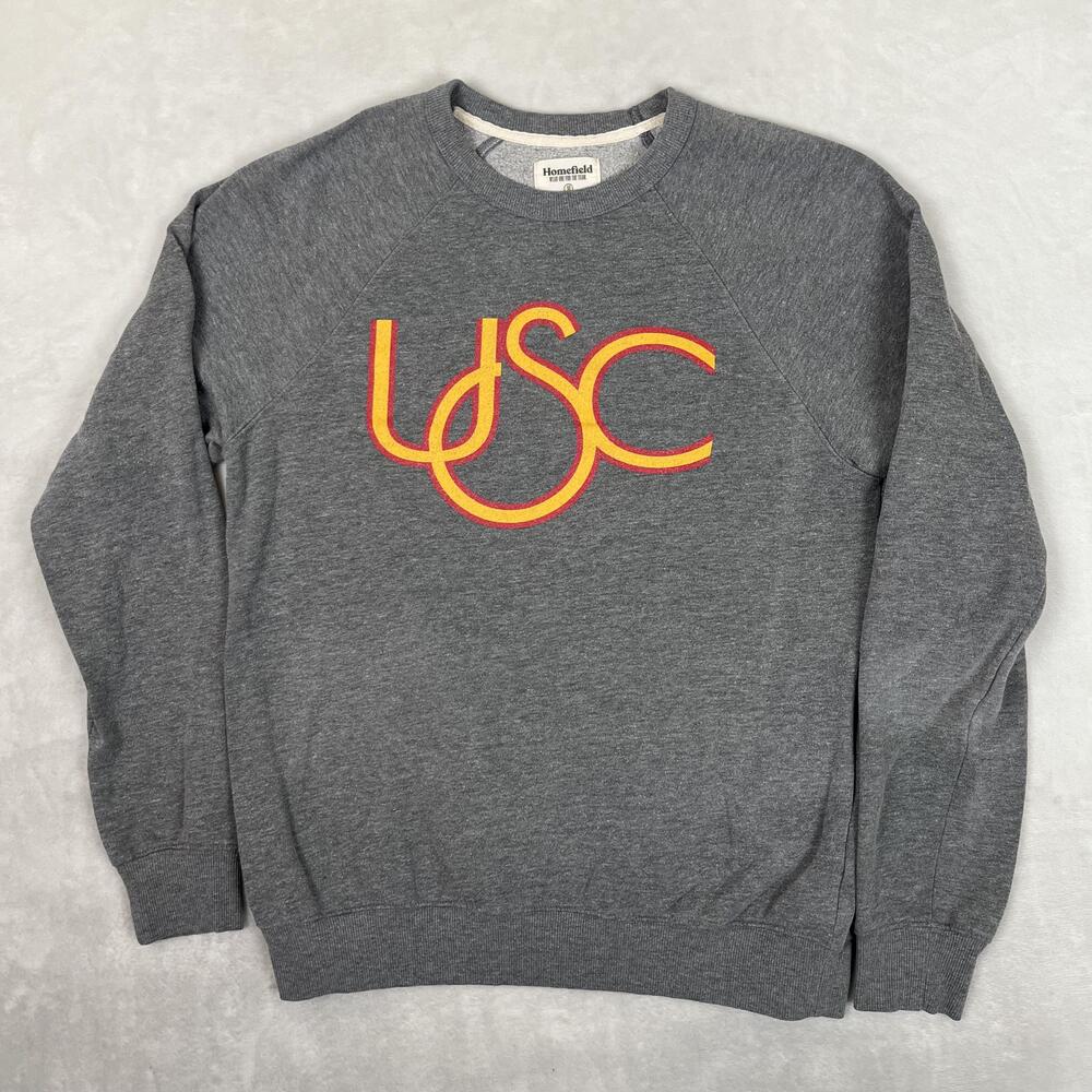 USC Trojans Sweatshirt Womens Medium Gray NCAA College Homefield Crewneck Retro